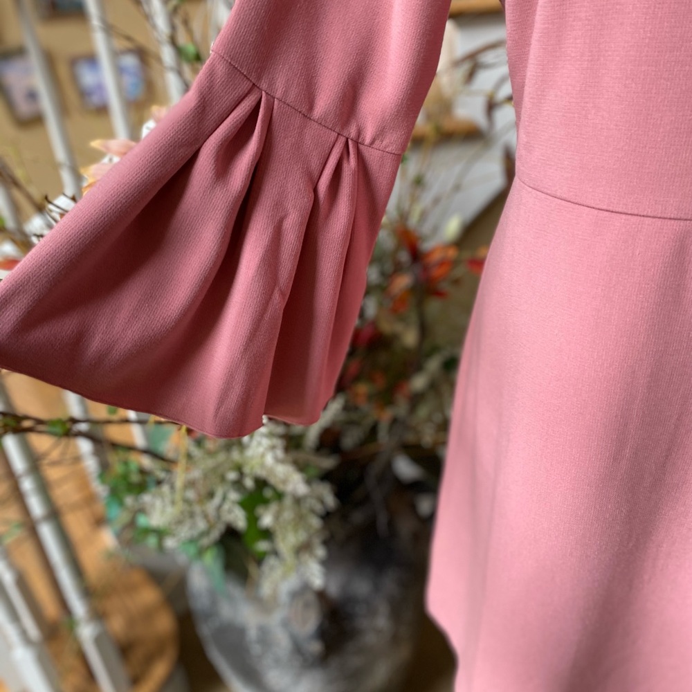 Ann Taylor Pink A-Line Bell Sleeve Midi Dress - Picture 2 of 8